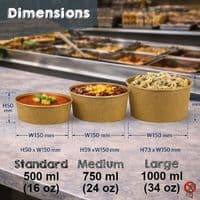 N150 Kraft Biodegradable & Compostable Food Container Bowls (Box of 300) | Eco-Friendly Open-Top Paperboard Salad & Street Food Bowls | Plastic-Free Takeaway Salad Bowls