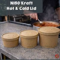 N150 Kraft Biodegradable & Compostable Food Container Bowls (Box of 300) | Eco-Friendly Open-Top Paperboard Salad & Street Food Bowls | Plastic-Free Takeaway Salad Bowls