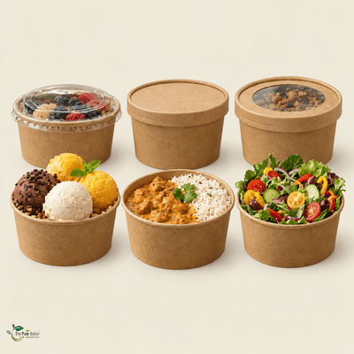 N150 Kraft Biodegradable Compostable Food Container Bowls x 50