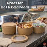 N150 Kraft Compostable Food Bowl Lids 150mm (Pick a Type)