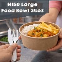 N150 Kraft Compostable Food Bowl Lids 150mm (Pick a Type)