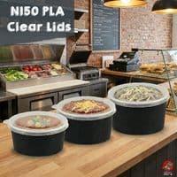 N150 Kraft Compostable Food Bowl Lids 150mm (Pick a Type)