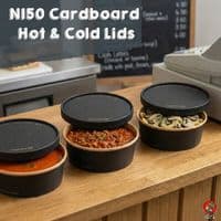 N150 Kraft Compostable Food Bowl Lids 150mm (Pick a Type)