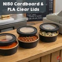 N150 Kraft Compostable Food Bowl Lids 150mm (Pick a Type)