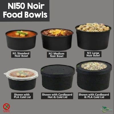 N150 Noir Biodegradable Compostable Food Container Bowls x 50
