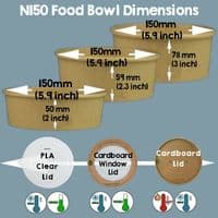 N150 Standard Biodegradable Compostable Food Container Bowls 16oz x 50