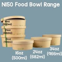 N150 Standard Biodegradable Compostable Food Container Bowls 16oz x 50