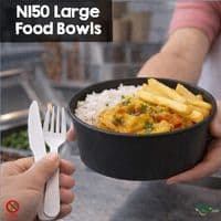 N150 Standard Noir Compostable Food Container Bowls 16oz | Box of 300