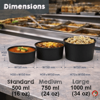 N150 Standard Noir Compostable Food Container Bowls 16oz | Box of 300