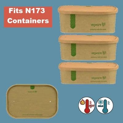 N173 Bulk Kraft Compostable Hot & Cold Food Container Lids 173mm x 300