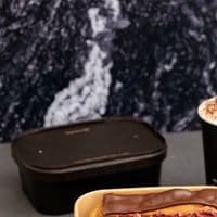N173 Bulk Noir Compostable Hot & Cold Food Container Lids 173mm x 300