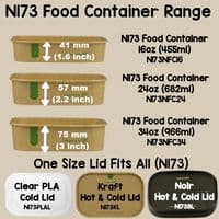 N173 Bulk Noir Compostable Hot & Cold Food Container Lids 173mm x 300