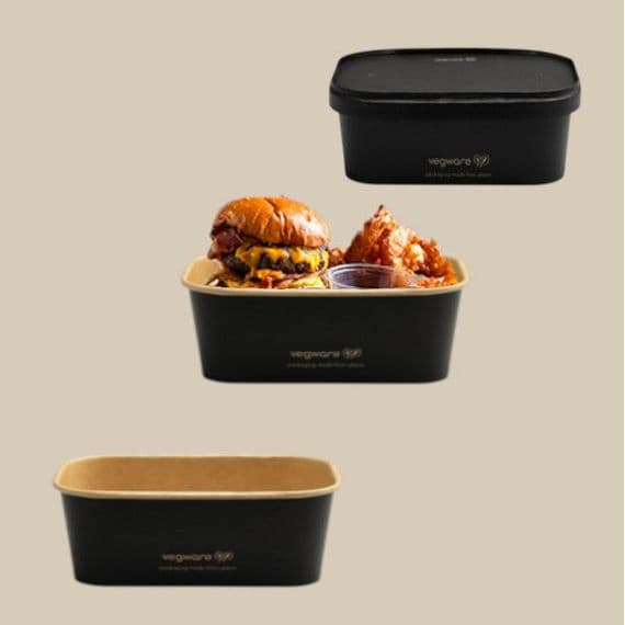 N173 Bulk Noir Large Biodegradable Compostable Food Containers 34oz x 300