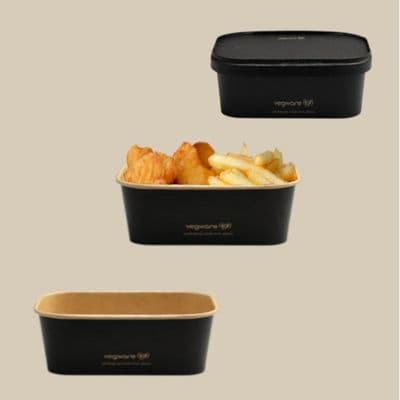 N173 Bulk Noir Medium Biodegradable Compostable Food Containers 24oz x 300