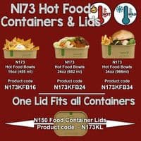 N173 Bulk Standard Biodegradable Compostable Food Containers 16oz x 300