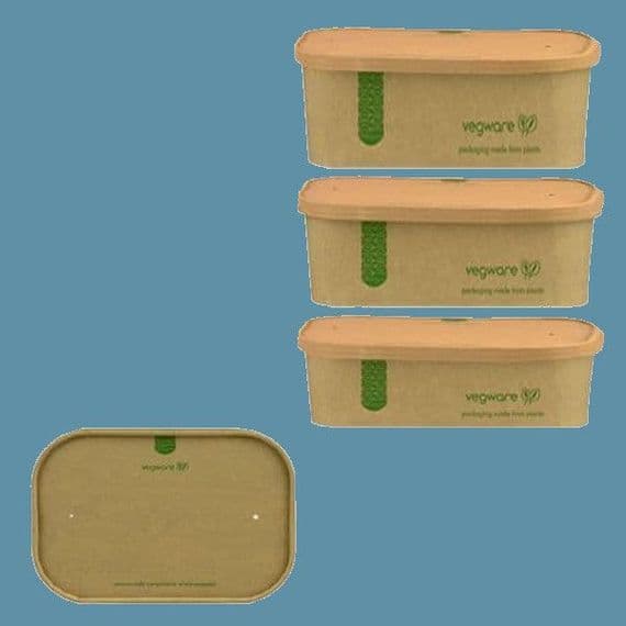 N173 Cardboard Biodegradable Compostable Hot & Cold Food Container Lids 173mm x 25