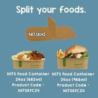 N173 Kraft Biodegradable Compostable Hot & Cold Food Container Lids 173mm x 25