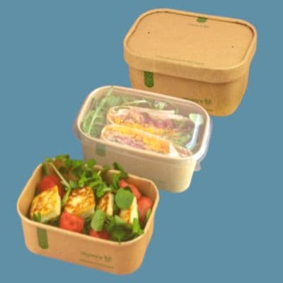 N173 Large Biodegradable Compostable Food Containers 34oz x 50
