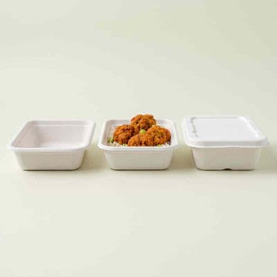 N175 Sugarcane Compostable Oven Safe Food Delivery Trays | 16oz (500ml)