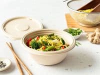 N177 Premium Sugarcane Bagasse Sandy Food Bowls 26oz | Eco-Friendly Compostable