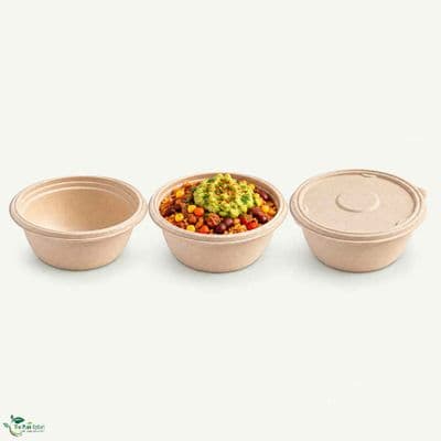 N177 Premium Sugarcane Bagasse Sandy Food Bowls 26oz | Eco-Friendly Compostable