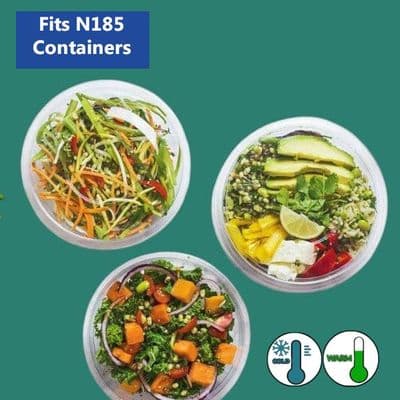 N185 Bulk PLA Clear Compostable Dessert & Salad Bowl Lids  x 300