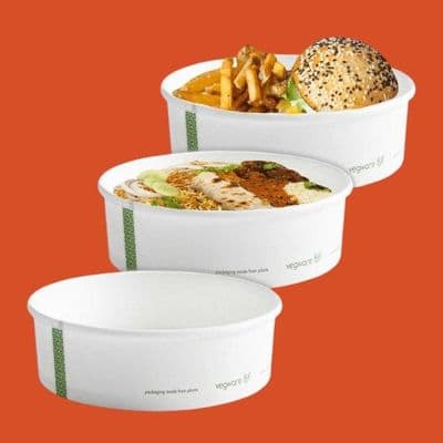 N185 Cardboard Premium Compostable Food Container Bowls 32oz x 50