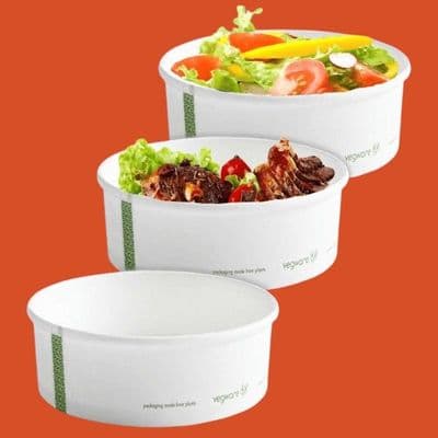 N185 Cardboard Premium Compostable Food Container Bowls 48oz x 50
