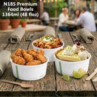 N185 Premium Cardboard Compostable Food Container Bowls | 26oz to 48oz