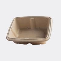 N196 Large Bagasse Premium Sandy Food Trays & Lids 56oz x 100