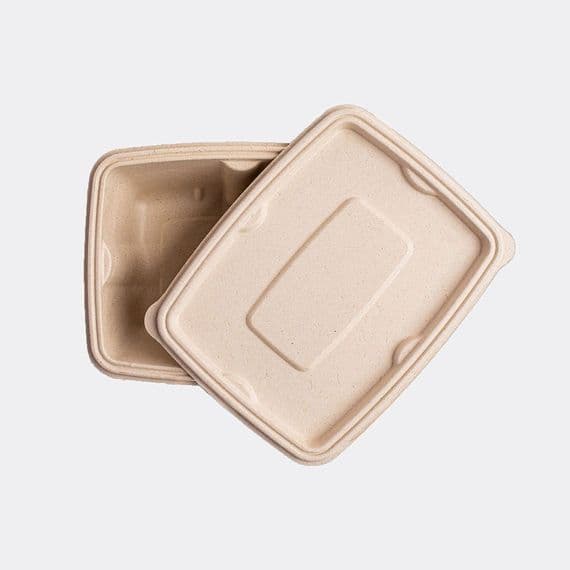 N196 Large Bagasse Premium Sandy Food Trays & Lids 56oz x 100
