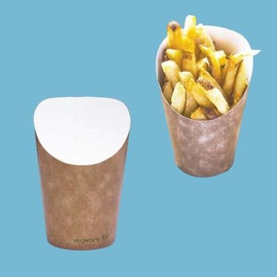 N2 Bulk Medium Kraft Biodegradable Compostable Chips Fries & Snack Scoop Boxes x 1000