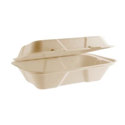 N2 Bulk Medium Oatmeal Biodegradable Compostable Food Container Boxes 9x6