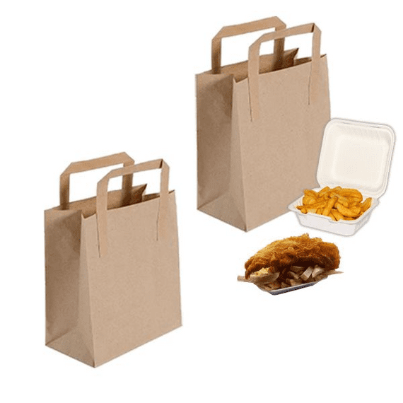 N2 Kraft Medium Biodegradable Compostable Paper Handled Carrier Bags x 50