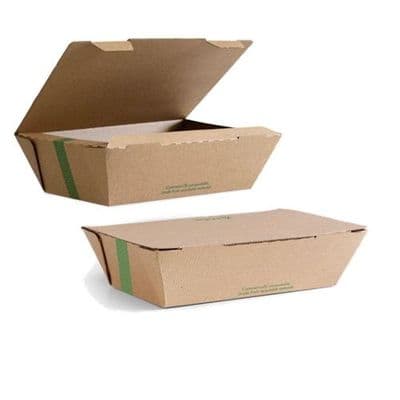 N2 Medium Premium Cardboard Biodegradable Compostable Food Boxes x 50