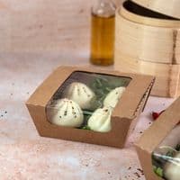 N2 Medium Premium Window Biodegradable Compostable Hot & Cold Food Boxes x 35
