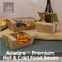 N2 Medium Premium Window Biodegradable Compostable Hot & Cold Food Boxes x 35