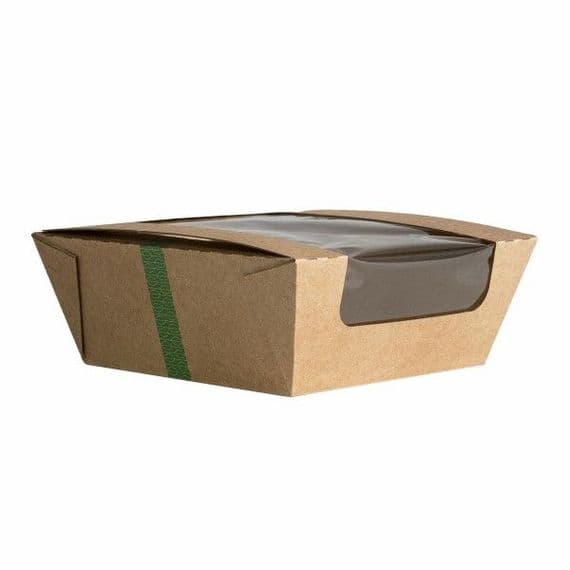 N2 Medium Premium Window Biodegradable Compostable Hot & Cold Food Boxes x 35