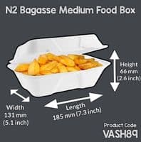 N2 Medium Sugarcane Compostable Two Compartment Food Container Boxes 9x6