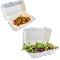 N2 Medium Sugarcane Compostable Two Compartment Food Container Boxes 9x6
