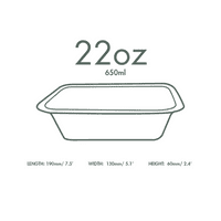 N210 Large Sugarcane Biodegradable Compostable Disposable Food Trays 22oz x 50