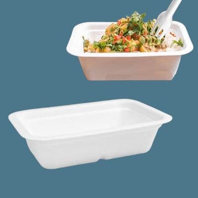 N210 Medium Sugarcane Biodegradable Compostable Food Trays 16oz x 50