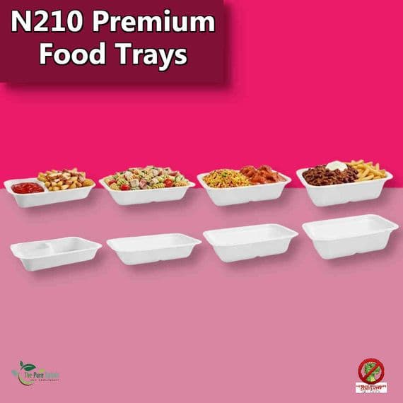 N210 Premium Sugarcane Compostable Food Trays | Oven Safe | Pack of 50