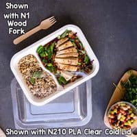 N210 Standard Sugarcane Compostable 2 Compartment Food Trays 12oz x 50
