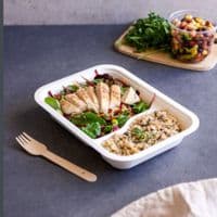 N210 Standard Sugarcane Compostable 2 Compartment Food Trays 12oz x 50