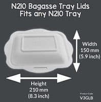 N210 Sugarcane Biodegradable Compostable Tray Lids x 50