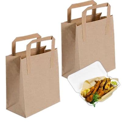 N3 Bulk Kraft Large Biodegradable Compostable Paper Handled Carrier Bags 16x12