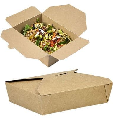 N3 Bulk Kraft Large Biodegradable Compostable Takeaway Food Carton Boxes x 160