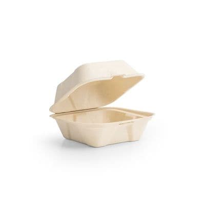 N3 Bulk Large Oatmeal Biodegradable Compostable Burger Boxes 6