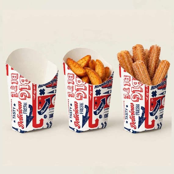 N3 Freshco Large Compostable Chips Fries & Snack Scoop Tray Boxes 6x3